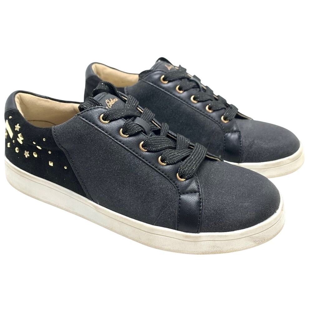 Sam Edelman Black BLANE JHENE Yellow Rose Gold Metallic Sneakers Casual sz 4